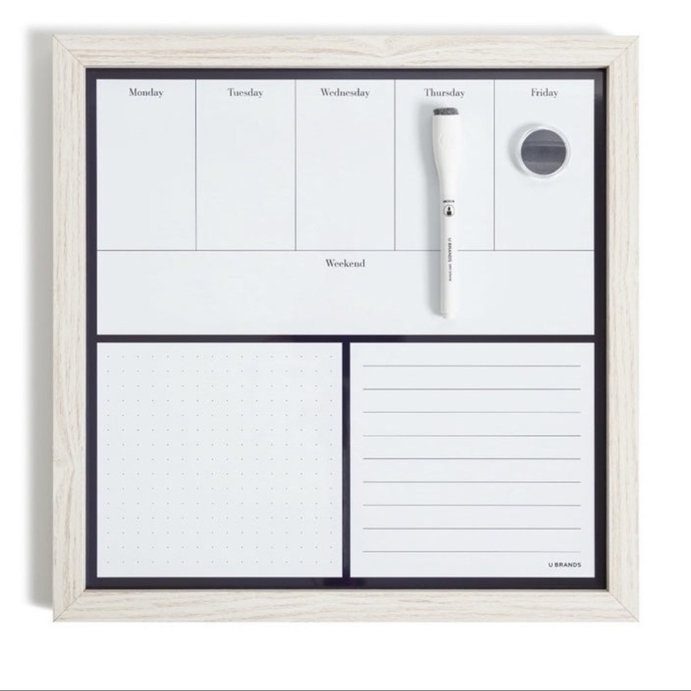U Brands Magnetic 14x14” Weekly Planner Wall Mount Dry Erase Whiteboard EUC